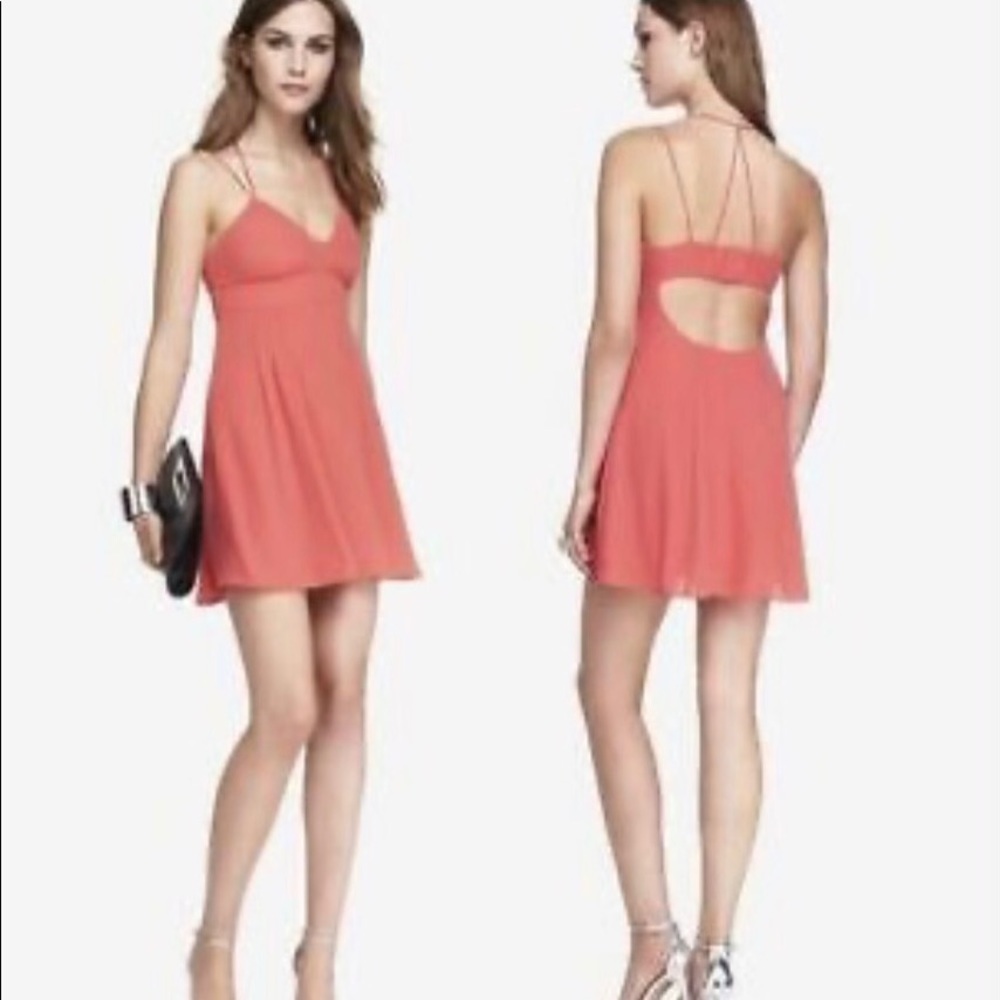 EXPRESS coral strappy babydoll dress